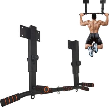 BDL Wall Mounted Pull Up Bar Chin Up bar Multifunctional Dip Station for Indoor Home Gym Workout, Power Tower Set Training Equipment Fitness Dip Stand Supports to 440 Lbs