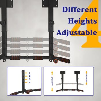 BDL Wall Mounted Pull Up Bar Chin Up bar Multifunctional Dip Station for Indoor Home Gym Workout, Power Tower Set Training Equipment Fitness Dip Stand Supports to 440 Lbs