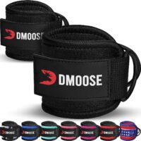 DMoose Ankle Strap for Cable Machine Attachments - Rust Resistant Coated Black D Rings Gym Ankle Cuff for Kickbacks, Glute Workouts, Leg Extensions, Curls, Booty Hip Abductors Exercise for Men & Women