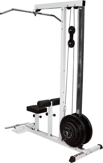 Deltech Fitness DF910 LAT Pull-Down Machine – 500 LBS Capacity – LAT Tower Cable Machine with High and Low Row Pulley Station - for Standard and Olympic Plates - Home Gym Fitness Equipment