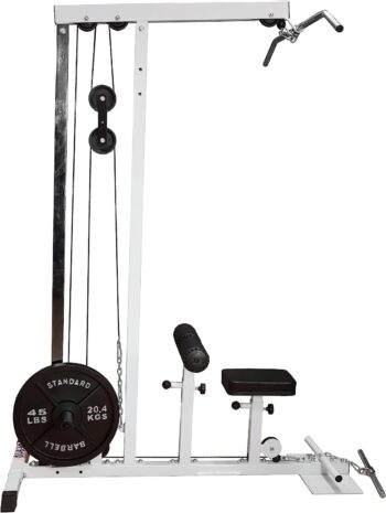 Deltech Fitness DF910 LAT Pull-Down Machine – 500 LBS Capacity – LAT Tower Cable Machine with High and Low Row Pulley Station - for Standard and Olympic Plates - Home Gym Fitness Equipment