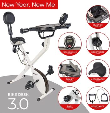 FitDesk Desk Bike 3.0 - Folding Exercise Bike for Work from Home Fitness, Stationary Bike and Desk Exercise Equipment with Built-in Tablet Holder, Bike Desk Workout Equipment, Fully Adjustable & Lightweight