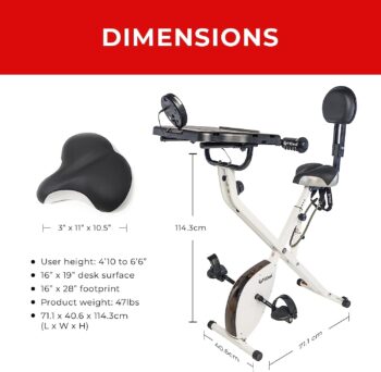 FitDesk Desk Bike 3.0 - Folding Exercise Bike for Work from Home Fitness, Stationary Bike and Desk Exercise Equipment with Built-in Tablet Holder, Bike Desk Workout Equipment, Fully Adjustable & Lightweight