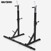 GORILLA SPORTS® Squat Rack - Adjustable Height, Multifunctional, Non-Slip Feet, Steel, Black - Barbell Rack, Bench Press Stands, for Strength Training, Weight Lifting, Exercise, Home Gym Equipment