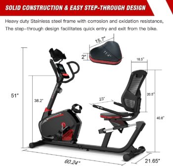 HARISON Recumbent Exercise Bike with Arm Exerciser, Recumbent bikes for Adult Seniors, Recumbent Exercise bike for Home 400 lbs Capacity