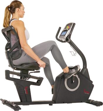 Sunny Health & Fitness Magnetic Resistance Recumbent Bike with Optional Exclusive SunnyFit™ App and Smart Bluetooth Connectivity