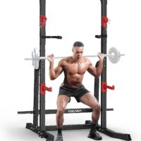 CDCASA Power Squat Rack Cage, Adjustable Power Cage, Multi-Function Power Tower with Pull Up Bar, Power Zone Rack Stand for Home Gym