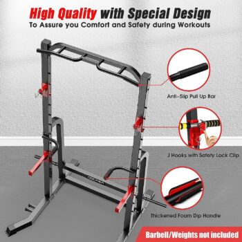 CDCASA Power Squat Rack Cage, Adjustable Power Cage, Multi-Function Power Tower with Pull Up Bar, Power Zone Rack Stand for Home Gym