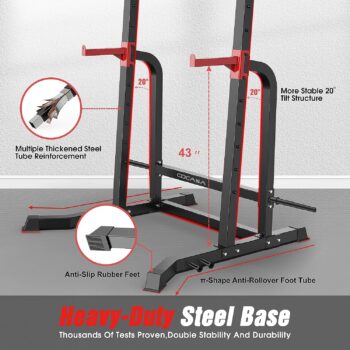 CDCASA Power Squat Rack Cage, Adjustable Power Cage, Multi-Function Power Tower with Pull Up Bar, Power Zone Rack Stand for Home Gym