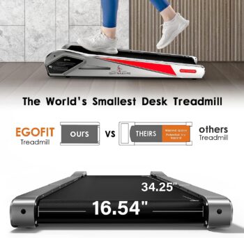 Egofit Walker Pro Under Desk Treadmill Walking Pad Small Compact Walking Treadmill with Incline 5° Fit Standing Desk, Remote&APP Control
