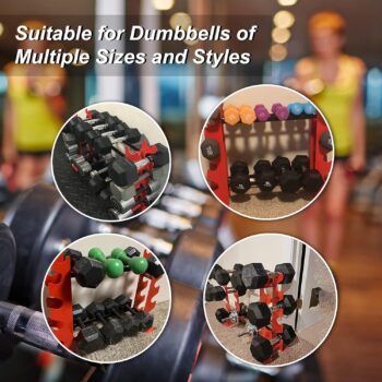 FISUP Weight Rack for Dumbbells, Dumbbell Rack Stand Only 450LBS Capacity Weight Rack for Home Gym Strength Training Dumbbell Racks Red and Black 5 Tier
