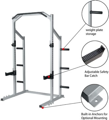 GDLF Power Rack Squat Stand Home Gym Strength Training Power Cage Weight Rack with Pull Up Attachment