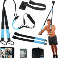 KEAFOLS Bodyweight Fitness Resistance Suspension Kit Extension Strap Door Anchors, Powerlifting Strength Workout Straps Full Body Complete Home Gym Body Core Exercise