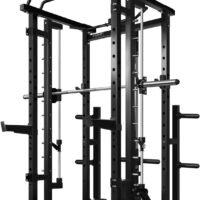 RitFit Multi-Function Smith Machine Power Cage, 1000LBS Power Rack and Packages with Optional Weight Bench, Olympic Barbell and Weight Plates Set, and More Strength Training Attachments, for Home Gym