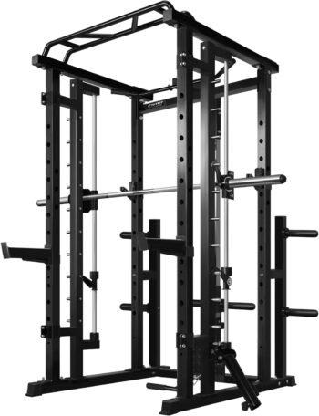 RitFit Multi-Function Smith Machine Power Cage, 1000LBS Power Rack and Packages with Optional Weight Bench, Olympic Barbell and Weight Plates Set, and More Strength Training Attachments, for Home Gym