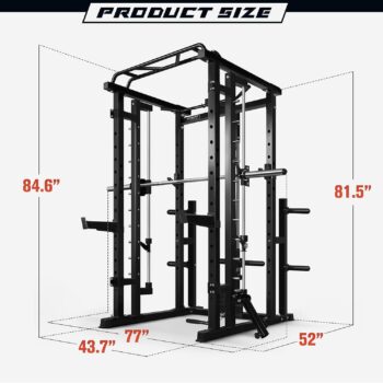 RitFit Multi-Function Smith Machine Power Cage, 1000LBS Power Rack and Packages with Optional Weight Bench, Olympic Barbell and Weight Plates Set, and More Strength Training Attachments, for Home Gym