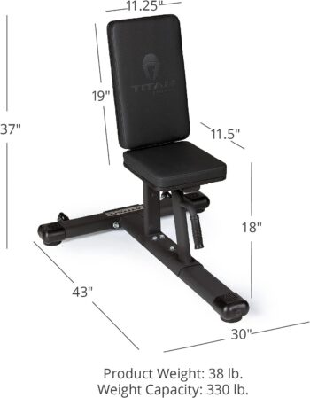 Titan Fitness Seated Stationary Bench, Rated 330 LB, Utility Upright Tricep Bicep Shoulder Press Weight Bench