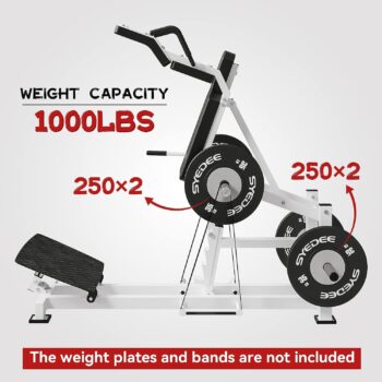 syedee Hack Squat Machine with Band Pegs, V Squat Machine with Adjustable Footboard, Plate Loaded Lower Body Special Leg Machine fit 2” Plate, 1000 Pounds Capacity Calf Raise Machine for Home Gym
