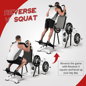 syedee Hack Squat Machine with Band Pegs, V Squat Machine with Adjustable Footboard, Plate Loaded Lower Body Special Leg Machine fit 2” Plate, 1000 Pounds Capacity Calf Raise Machine for Home Gym