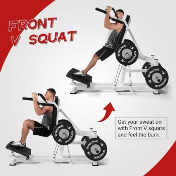 syedee Hack Squat Machine with Band Pegs, V Squat Machine with Adjustable Footboard, Plate Loaded Lower Body Special Leg Machine fit 2” Plate, 1000 Pounds Capacity Calf Raise Machine for Home Gym