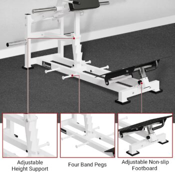 syedee Hack Squat Machine with Band Pegs, V Squat Machine with Adjustable Footboard, Plate Loaded Lower Body Special Leg Machine fit 2” Plate, 1000 Pounds Capacity Calf Raise Machine for Home Gym