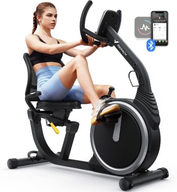 MERACH Recumbent Exercise Bike for Home with Smart Bluetooth and Exclusive App Connectivity, LCD, Heart Rate Handle, Magnetic Recumbent Bikes S08/S19