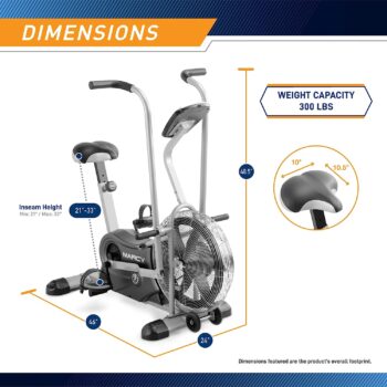 Marcy Air-Resistance Exercise Fan Bike With Dual Acction Handlebars