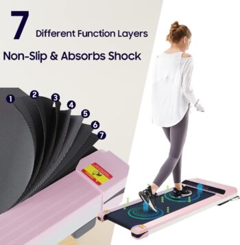 UMAY Walking Pad, Ultra Quiet Under Desk Treadmill, Portable Walking Treadmills for Home/Office, Small Treadmill with Remote Control, SPAX APP and LED Display, Space Saving, Installation-Free