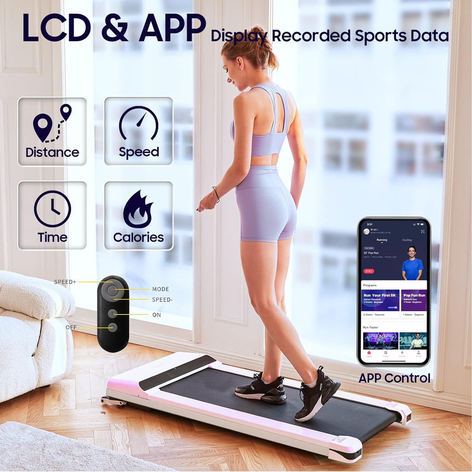 Walking Pad UMAY X512N Con Inclinazione | Tapis Roulant Elettrico Pieghevole Salvaspazio | Motore Brushless Silenzioso | Display LED Per Uso Domestico/Ufficio