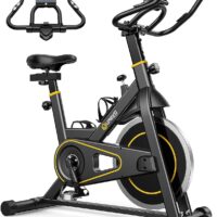 UREVO indoor Cycling Bike, Stationary Bike, Exercise Bike with Ipad Mount, Comfortable Seat Cushion, Silent Belt Drive Cycle Bike for Home Workouts Gym