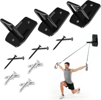 3PCS Resistance Band Wall Anchor, Workout Anchor Hook for Resistance Bands, Exercise Straps, Black Resistance Bands Anchor for Men/ Women Home Gym or Outdoor Arm Exercises, Squats, Strength Training