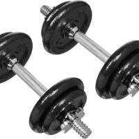 Amazon Basics Adjustable Barbell Lifting Dumbbells Weight Set with Case, 17.2 kg, Black