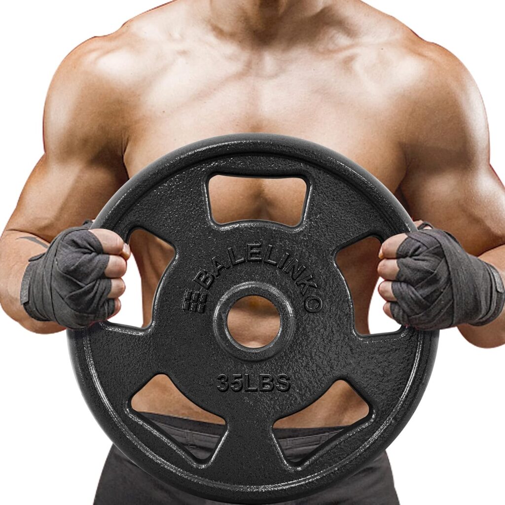 Balelinko Cast Iron 2-Inch Olympic Grip Plate Weight Plate For Strength Training, Weightlifting And Crossfit, Set Of 2, 2.5LB, Black