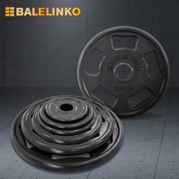 Balelinko 2-inch Olympic Grip Plate Cast Iron Weight Plate for Strength Training, Weightlifting and Crossfit, Sold in Single or Pair - 2.5LB-45LB
