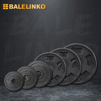 Balelinko 2-inch Olympic Grip Plate Cast Iron Weight Plate for Strength Training, Weightlifting and Crossfit, Sold in Single or Pair - 2.5LB-45LB