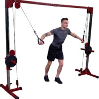 Best Fitness (BFCCO10) Cable Crossover Exercise Machine, 2" Olympic Sized Weight Carriage Dual Pulley Cable Machine for Strength Training, Red
