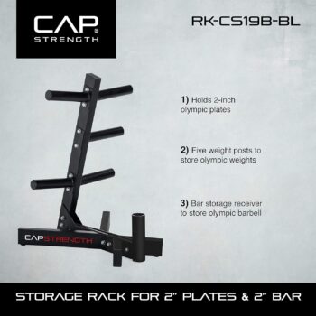 CAP Barbell Olympic Plate Tree Storage Rack, Multiple Colors