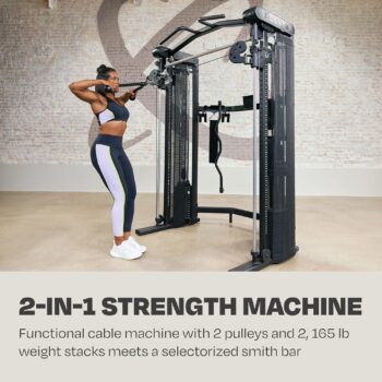 Centr 3 Home Gym Functional Trainer with Selectorized Smith Bar - Compact Home Workout Machine with Accessories and 2 x 165 lb Weight Stacks - Includes 3 Month Membership for Centr by Chris Hemsworth