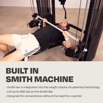 Centr 3 Home Gym Functional Trainer with Selectorized Smith Bar - Compact Home Workout Machine with Accessories and 2 x 165 lb Weight Stacks - Includes 3 Month Membership for Centr by Chris Hemsworth