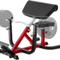 ER KANG Adjustable Preacher Curl Bench, Strength Training Biceps Bench, Gym Quality Seated Bench with Moving Wheels