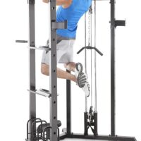 Marcy Olympic Multi-Purpose Strength Training Cage with Pull Up Bars/Adjustable Bar Catchers and Pulley SM-3551