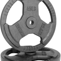 Synergee Cast Iron Weight Plates with 1” Opening for Bodybuilding, Olympic & Power lifting workouts. Metal Weight Plates Sold in Singles, Pairs & Sets. Available from 2.5 to 45 Pounds.