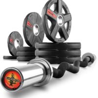 XMARK Olympic Weight Set | TEXAS STAR Weight Set Rubber-Coated Olympic Weight Set With XMARK BLACKSMITH Barbell Bar, Barbell Weight Set, Weights, Barbell