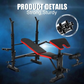6 in 1 Weight Bench - 600 lbs Bench Press Set with Preacher Curl Pad Leg Developer Squat Rack Weight Lifting Strength Training Benches for Home Gym