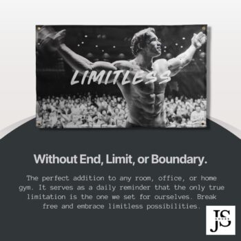 Arnold Schwarzenegger Poster | 3x5 Flag | Gym Motivation Fitness Poster | Durable Cool Tapestry | Man Cave Wall Decor with Metal Grommets for College Dorm Room | Decoration Bedroom Outdoor Parties Gift | Indoor Ceiling Garden Garage Home House | Limitless