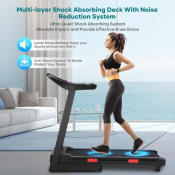 Auto Incline Treadmill 15% Bluetooth Speaker Folding Treadmills Voice Control Electric Running Machine Motorized 8.5 MPH 25 Pre-Set Training Programs Large LCD Monitor for Home Office Gym Use