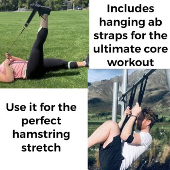 Bodytorc Suspension Trainer, Bodyweight Training Straps for Full Body Workouts at Home, Includes Door Anchor, Extension Arms and Advanced Foot Straps. Green