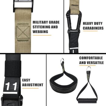Bodytorc Suspension Trainer, Bodyweight Training Straps for Full Body Workouts at Home, Includes Door Anchor, Extension Arms and Advanced Foot Straps. Green