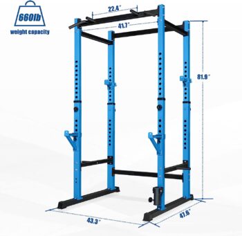 Bongkim Power Rack, Rack Cage for Weight Training, Adjustable Squat Stand Rack for Home Gym Equipment, Lifting Cage with 660lb Capacity