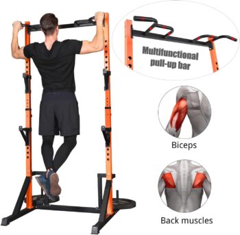 CANPA Multifunction Power Rack with Pull up Bar, Heavy Capacity and Adjustable Squat Stand Rack for Home Gym Equipment, Power Rack Cage